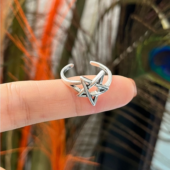 S925 Silver single Star irregular open ring - Picture 5 of 6